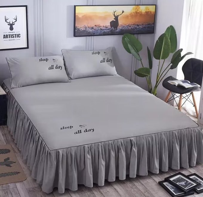 床裙床罩单件床单床笠床套席梦思保护套1.5/1.8/2.0m床 银灰